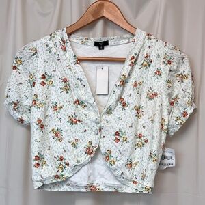 stoosh floral cardigan white medium nwt